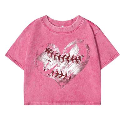 Женская стираная футболка с принтом в стиле ретро, универсальные футболки, уличный стиль, потертости, открывающая живот, дышащая футболка