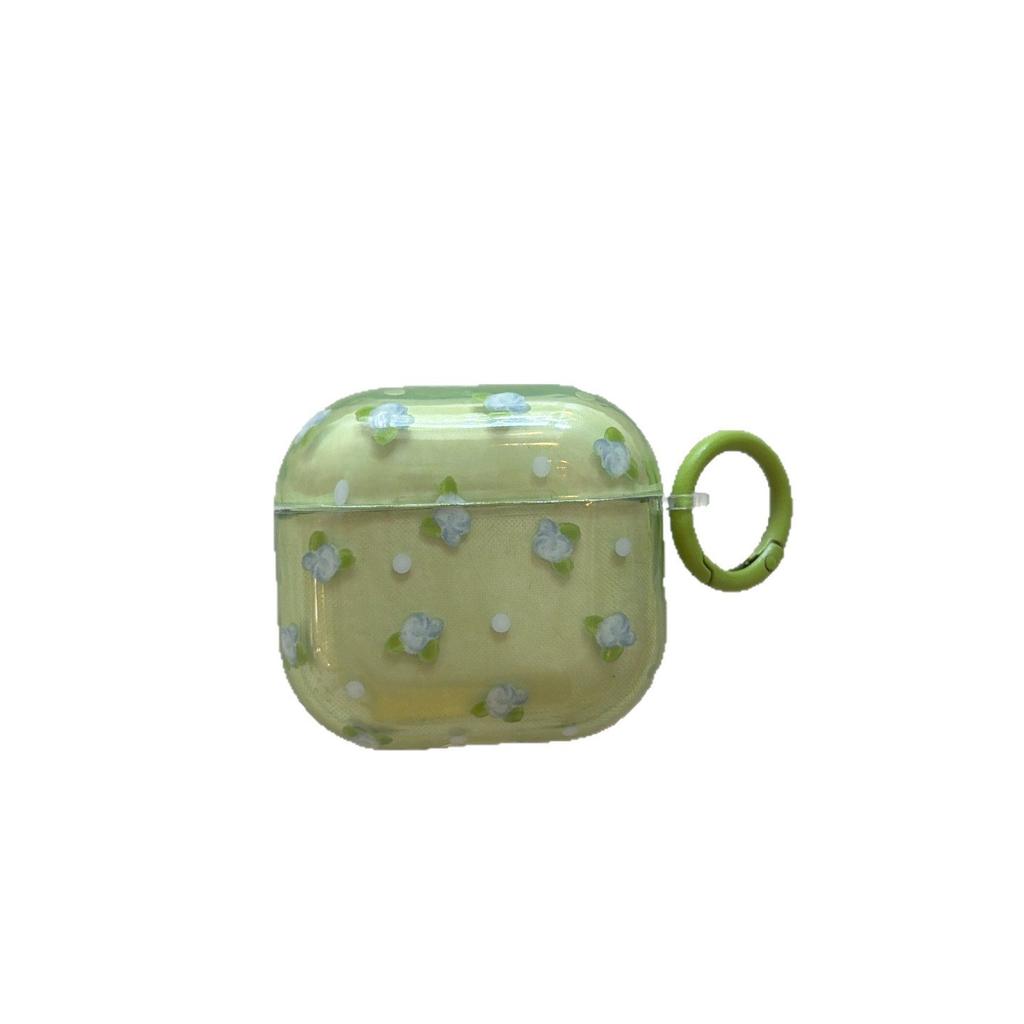 Transparent green and blue flowers are suitable for AirPods1 earphone case Apple 1/1st generation airpodspro1 protective case is simple