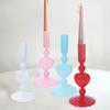 Romantic Glass Vase Red Heart Shape Candlesticks Taper Candle Holders Candlesticks Decoration