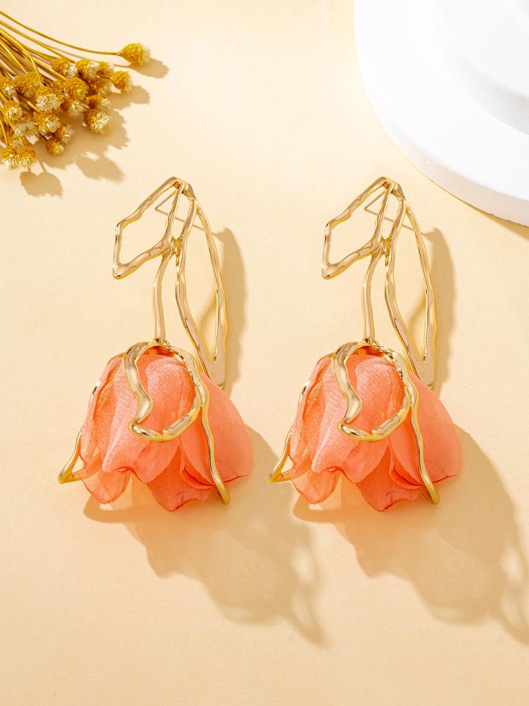 Пара женских серег, кисточки, розы, милые, романтичные, элегантные серьги средней длины, подходят для повседневной носки, отпусков и банкетов