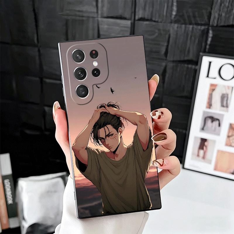A-Attack On T-Titan Eren Yeager Soft Phone Case for Samsung Galaxy S26 S25 Edge S24 Ultra S23 Plus S22 S21 FE S20 Black Cover Ba