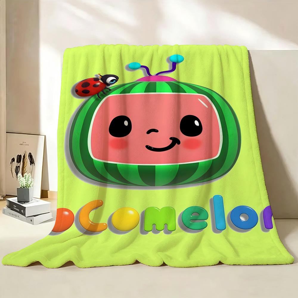 Cartoon C Cocomelon  Flannel  Blanket Suitable for Sofa Living Room Bedroom
