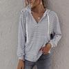 My Wardrobe Authorization Striped Top Women's Drawstring Fashion Loose Hooded Sweater With Pockets