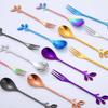 Easytoti Teaspoon, Coffee Spoon, and Dessert Spoon Set of 5, 12.5cm, Cute and Stylish, 18-8 Stainless Steel with a Mirror Finish and Gold