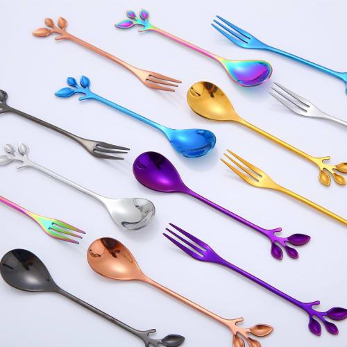 Easytoti Teaspoon, Coffee Spoon, and Dessert Spoon Set of 5, 12.5cm, Cute and Stylish, 18-8 Stainless Steel with a Mirror Finish and Gold