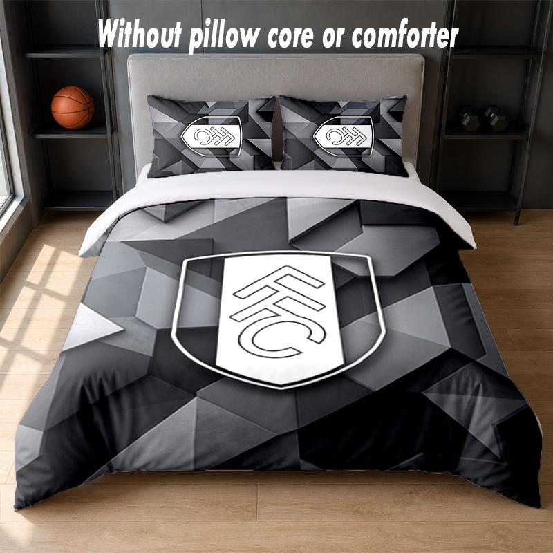 Fulham Football Design Bed Bedding Set 1 Duvet Cover + 2 Pillowcases Soft Breathable Household Bed Linens
