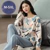 M-5XL Winter Pajamas Women's Korean Version Long-sleeved Homewear Suit Loose Large Size Two-piece Suit Can Be Worn Outside