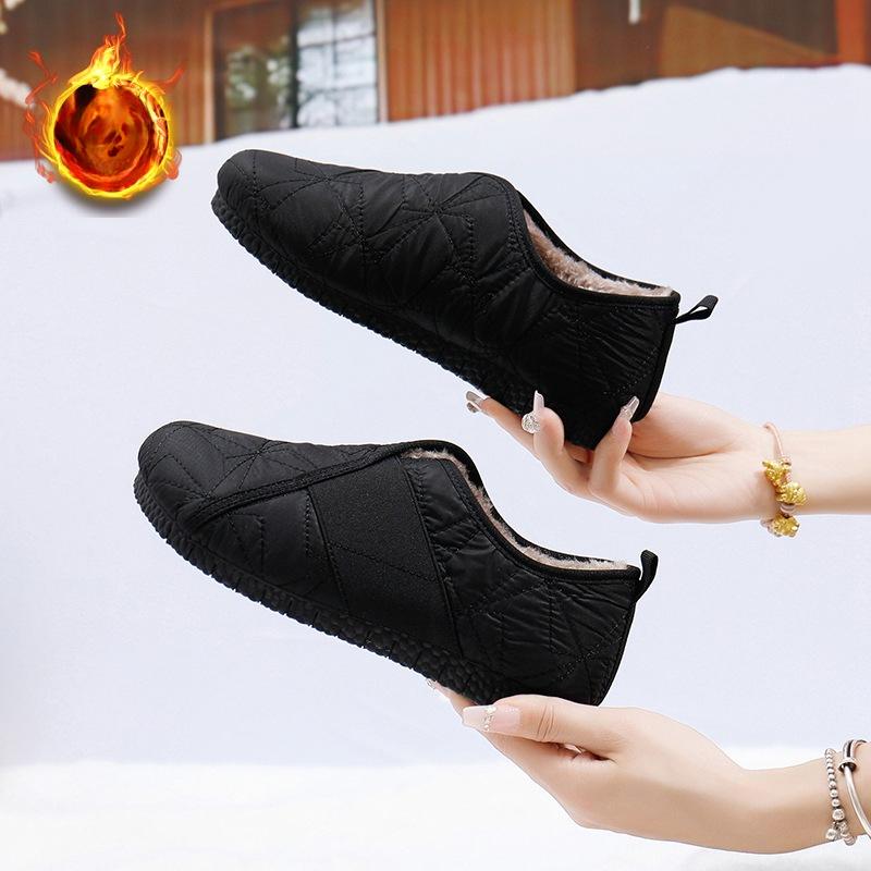 Женские зимние туфли на плоской подошве с подкладкой из искусственного меха, легкие нескользящие домашние туфли на плоской подошве для дома и улицы, повседневные теплые туфли-лоферы с круглым носком для женщин