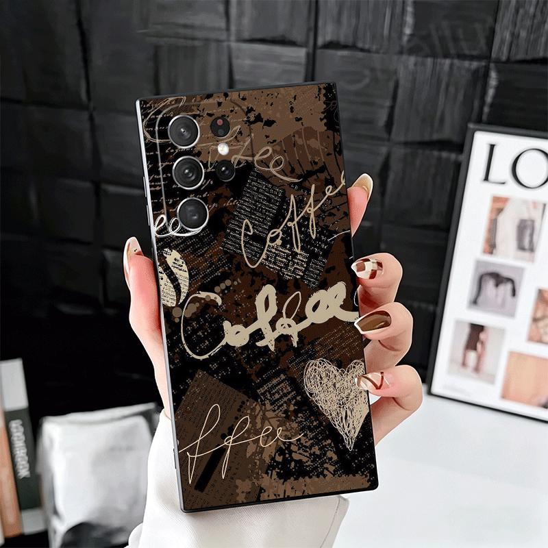 Black Coffee Fashion Style Soft Phone Case for Samsung Galaxy S26 S25 Edge S24 Ultra S23 Plus S22 S21 FE S20 Black Cover Back Sh