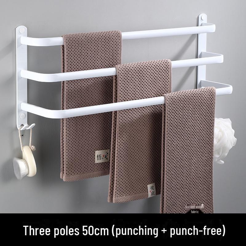Алюминиевая 3-слойная вешалка и штанга для полотенец для ванной комнаты без сверления