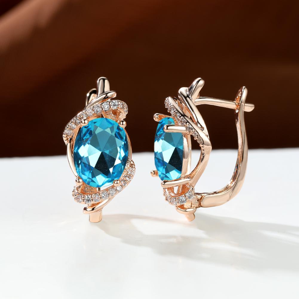 1 пара золотистого цвета Vine Geometry Round Oval Cut Pink Purple White Aqua Stone Party Серьги-кольца с камнем по рождению Висячие серьги Ювелирные изделия