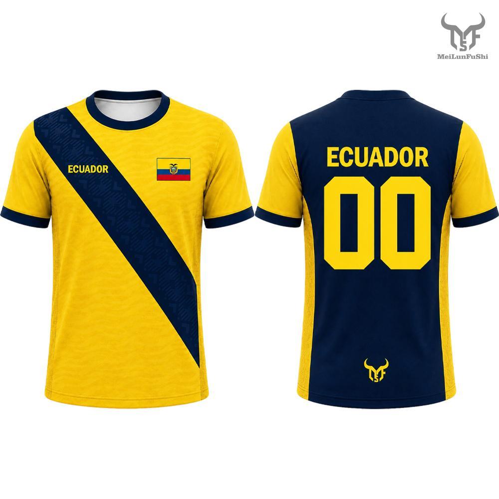 Новая футболка с принтом флага Эквадора для мужчин и женщин, модная, с круглым вырезом, спортивная, свободная, летняя, быстросохнущая, футболка для футбольных тренировок