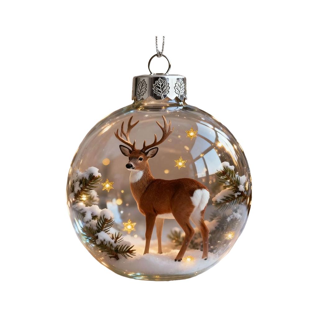 Christmas Decoration Small Model Playful Animal Decoration Ball Transparent Hanging Christmas Ball Xmas Tree Pendant