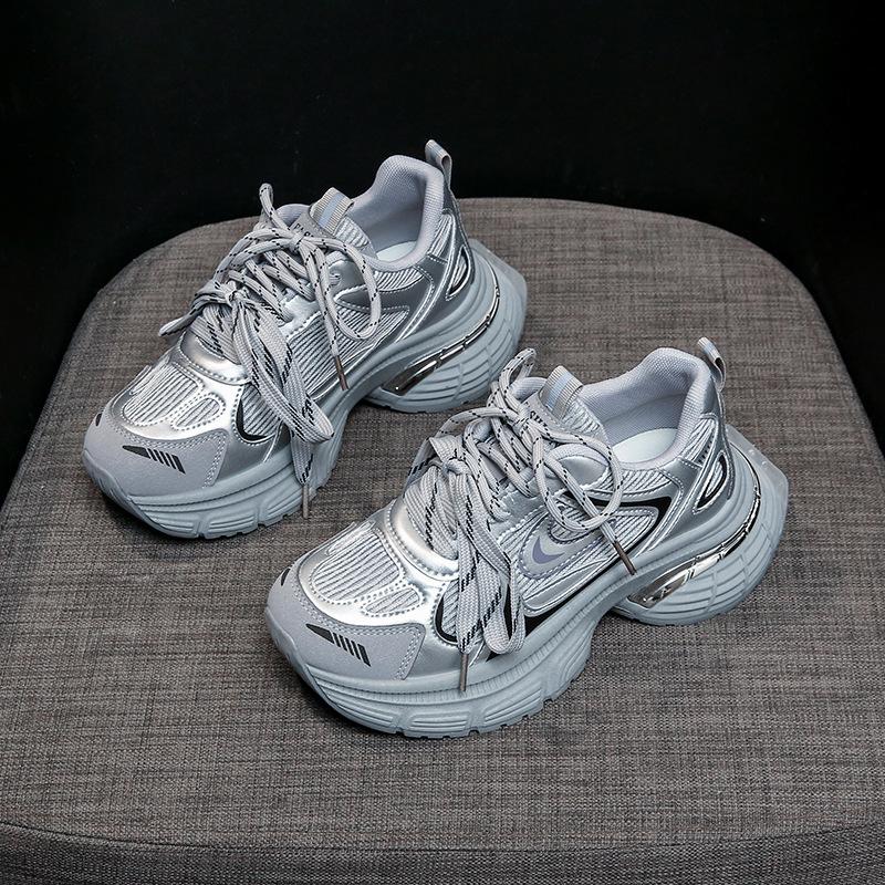 Маффин мягкая платформа красные папины кроссовки 2025 весна новая цветовая гамма пара шнурков спортивная обувь сетка дышащая женская обувь