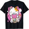 Кошка Боба Чай Каваи Аниме Смешные Подарки Для Мужчин Женщин Подростков Футболка