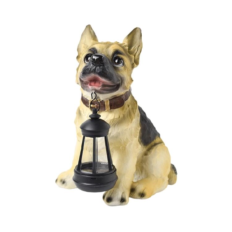 Outdoor Decors Garden Statue Cute Dog Figurine with Solar Light Waterproof Sculpture Gift for Patio Yard Porch