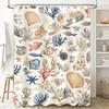 Занавеска для душа с узором «Морская жизнь», темно-синяя, кораллово-красная, рыбы, моллюски, набор для декора ванной, 72 x 84 дюйма, AliExpress
