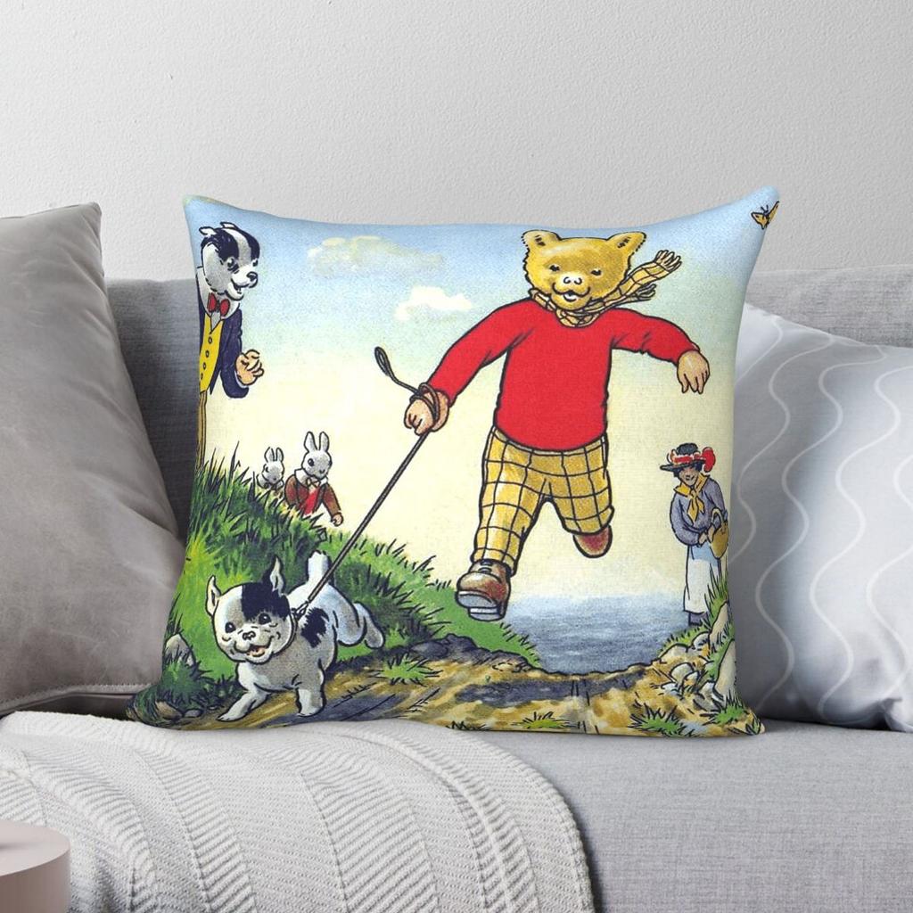 Adventures Of Rupert Bear And Friends Pillowcase Polyester Linen Velvet Printed Zip Decorative Sofa Cushion Case