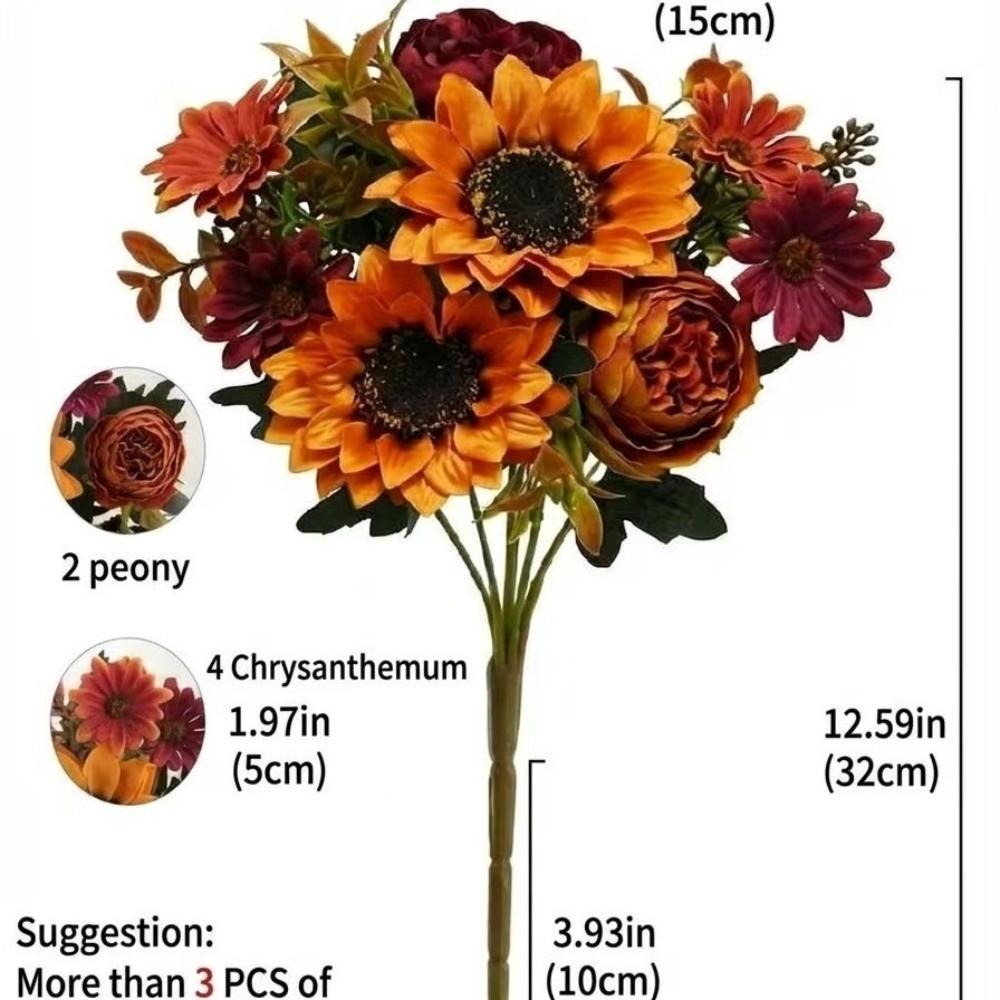 Sunflower & Daisy Mix Artificial Sunflowers Autumn Theme Fake Flower Decor  Hotel Decor