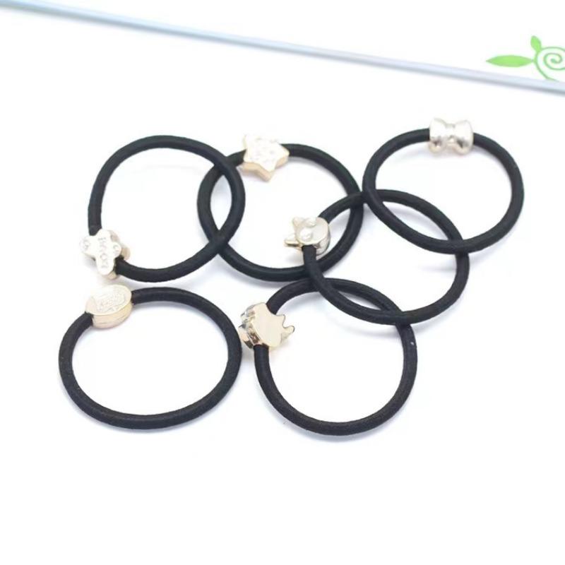 Набор корейских золотых бусин, черная эластичная резинка для волос, резинка для волос, повязка на голову, аксессуары для волос оптом