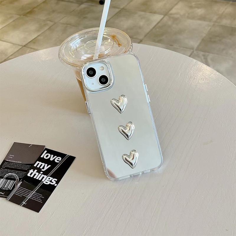 For IPhone16 Promax Mobile Phone Case for Apple 17 Mirror 14 Portable Makeup Mirror 13 Love Light Luxury Niche