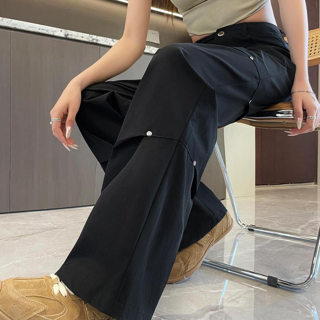 Женские быстросохнущие повседневные брюки с высокой талией 2025 года – свободные, эластичные, широкие комбинезоны из ледяного шелка на весну