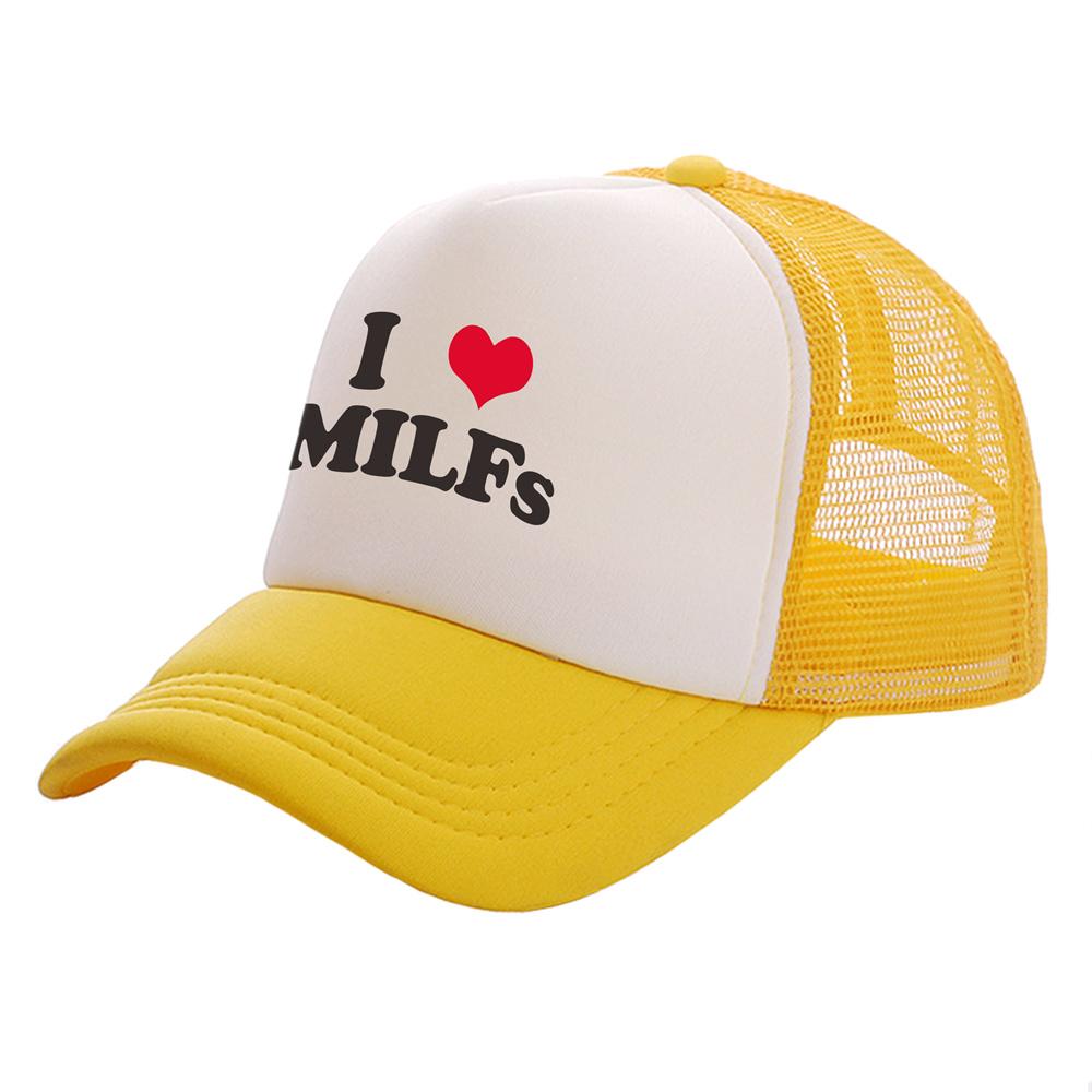 I Love MILFS Trucker Caps Unisex Funny Humor Hat Baseball Cap Cool Summer Unisex Mesh Net Caps MZ