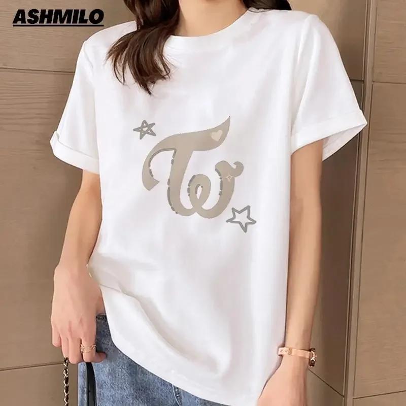 TWICE T Shirt Women Kpop Summer Short Sleeve Tee Korean Fashion Harajuku Aesthetic Cartoon Letter Printed Streetwear Y2k T-shirt