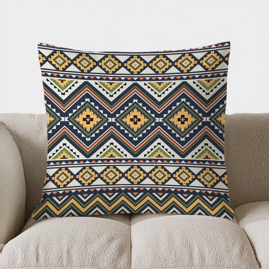 Bohemian Black And White Geometric Double-Sided Printed Pillow Cover Short Plush Suitable Living Rooms Sofas Throw Cushion Cover