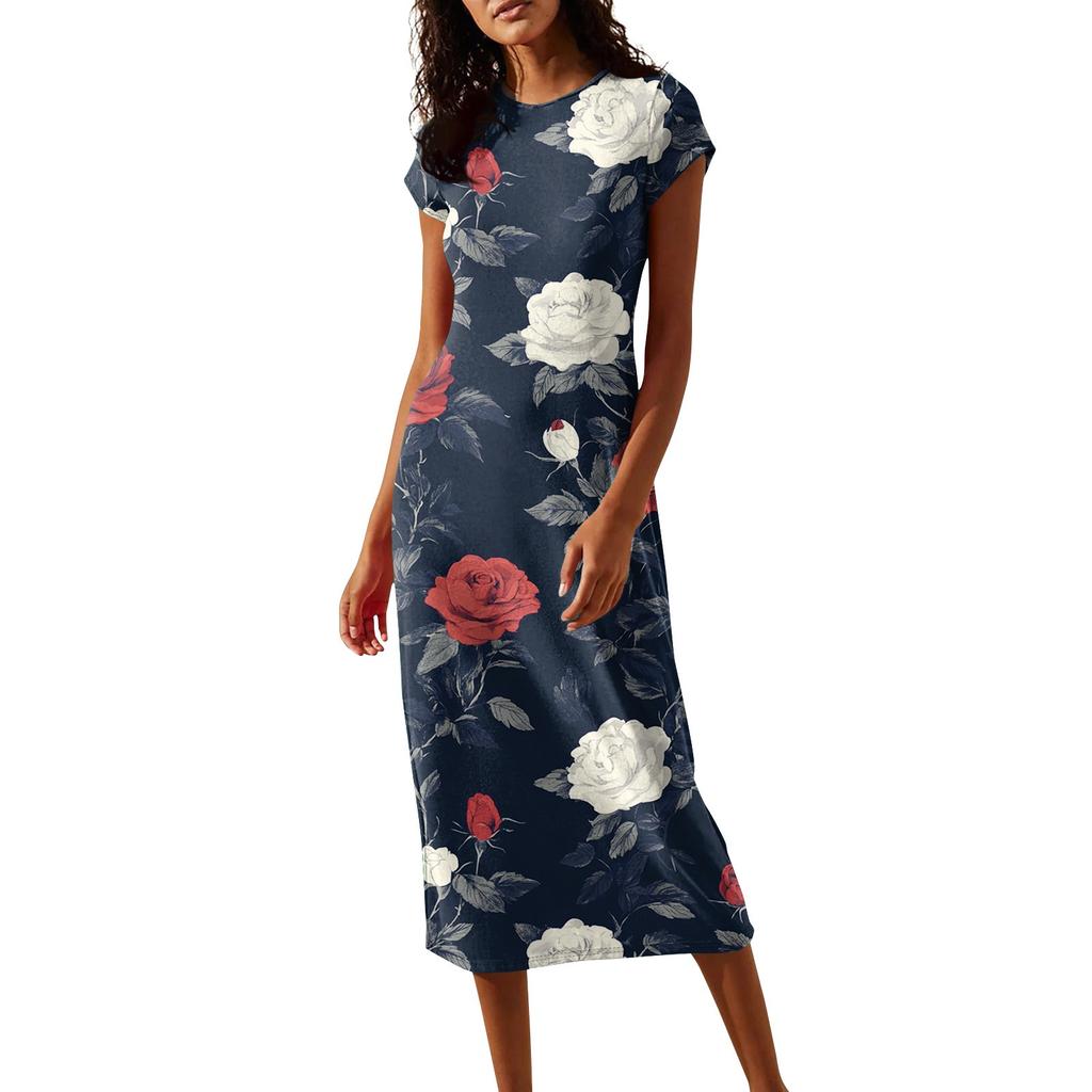 Женские платья миди с коротким рукавом и воротником-хомут, весна-лето, вечернее платье