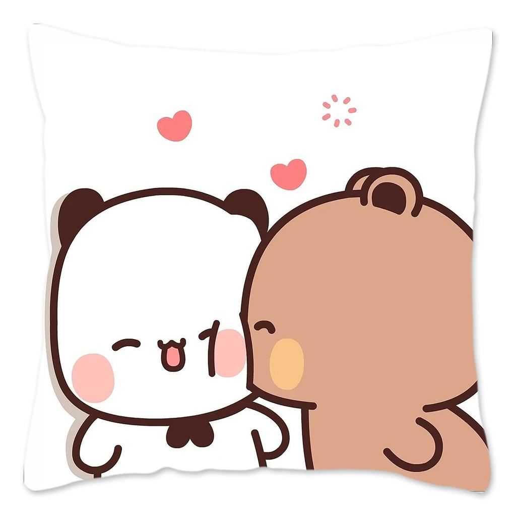 Bubu and Dudu Pillow Case Home Decoration Polyester Cushion Cover for Sofa Throw Pillow Cover Funny Cute Panda Bears Printing