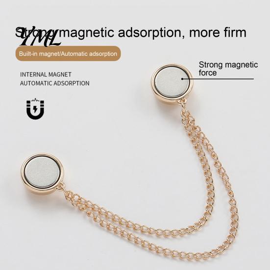 T-shirt Hem Clip 2Pcs Magnetic Clothing Pin for Shortening Pants Legs, Button Legs Shirt Sleeves Hems, Clothes Decorative with Chain Quick Adjustment