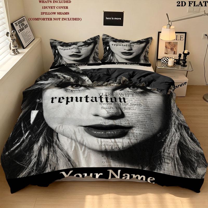 Custom Taylor Swift Bedding Quilt Set Quilt Cover Pillowcase Home Decoration Birthday Gift (1 * duvet cover + 2 * pillowcase, without core)