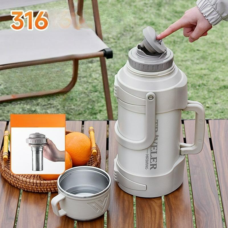 Портативный термос-чайник, термос-чайник из нержавеющей стали большой вместимости, уличный портативный термос сверхбольшой вместимости