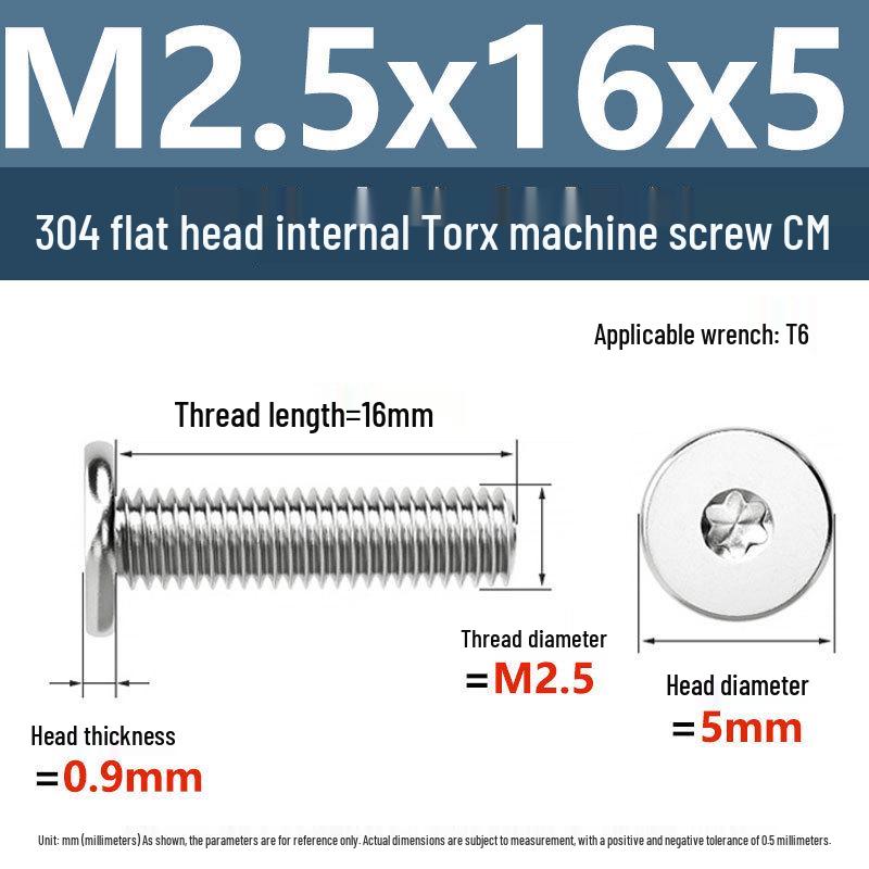 Yigu Винт Torx из нержавеющей стали 304 с тонкой плоской головкой M2-M8 для компьютерной техники
