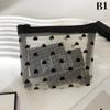 Love Print Mesh Cosmetic Bag Portable Toiletry Organizer Makeup Bag Multifunction Transparent Women Lipstick Storage Pouch