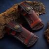 Leather Sheath Holder Pocket Hunt Flashlight Case Fold Knife Tool Camp Outdoor Carry Belt Loop Case