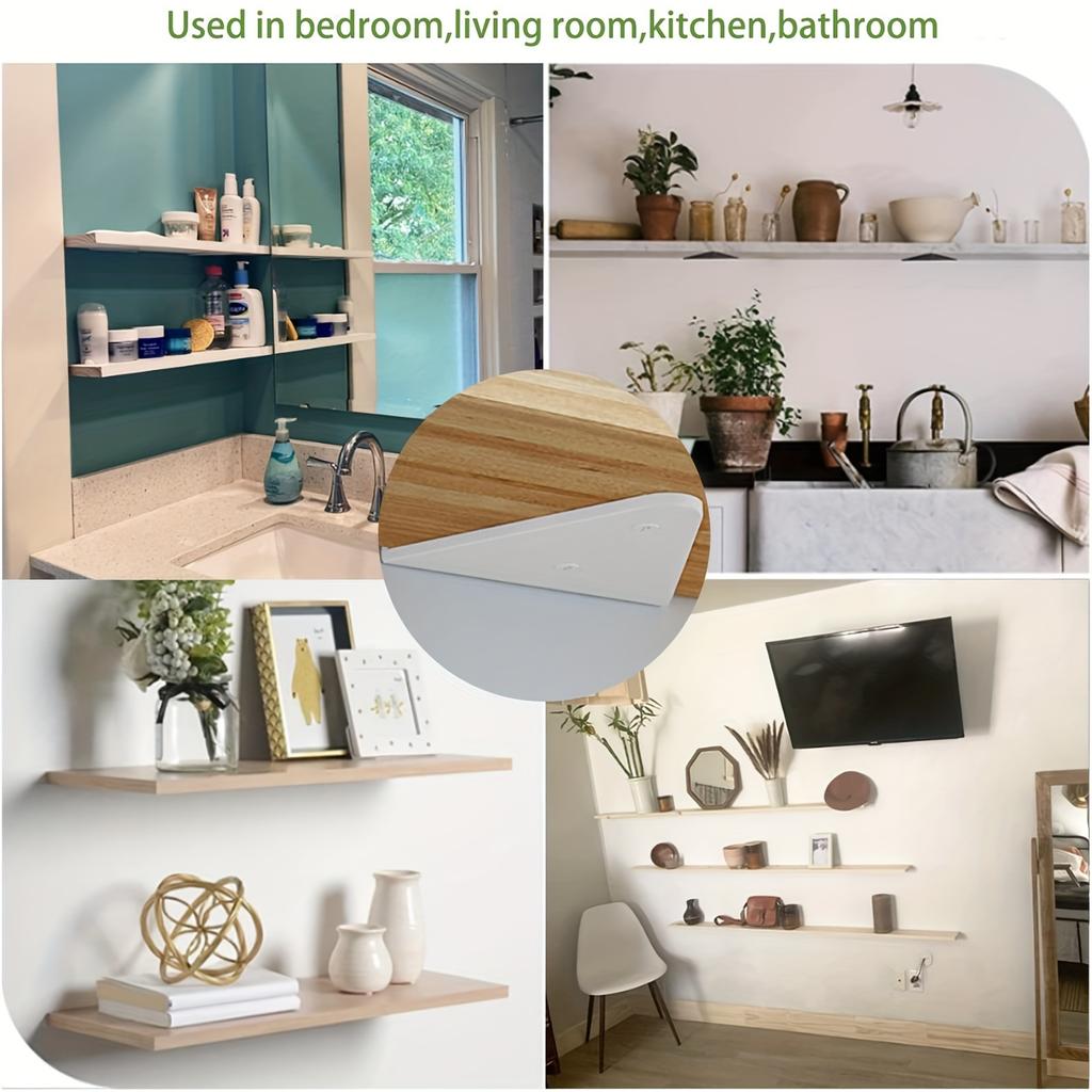 2 маленьких треугольных кронштейна для плавающих полок для скрытых полок — в комплекте с винтами для легкой установки