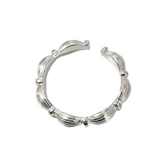 Женское кольцо-открытие, регулируемый размер, серебристый цвет, полированный сплав, текстурированное, ежедневное кольцо на палец для женщин