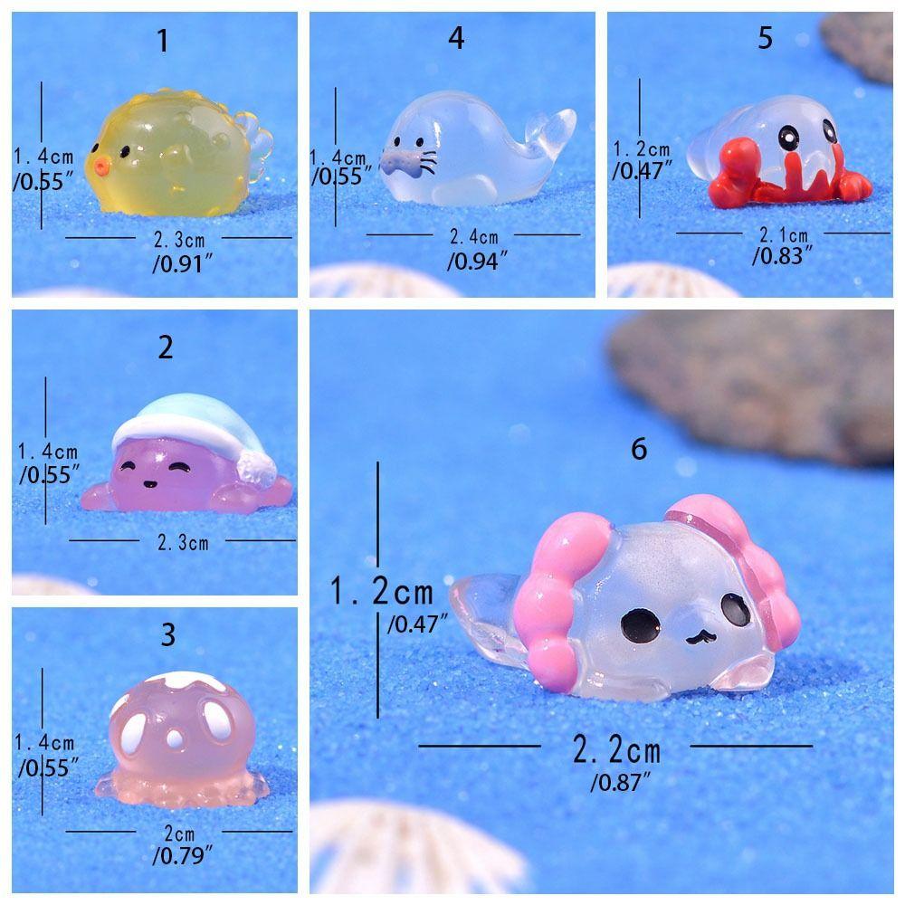 Mini Luminous Sea Animal Ornaments Resin Craft Mini Animal Ornaments Sea Animal Model Car Supplies