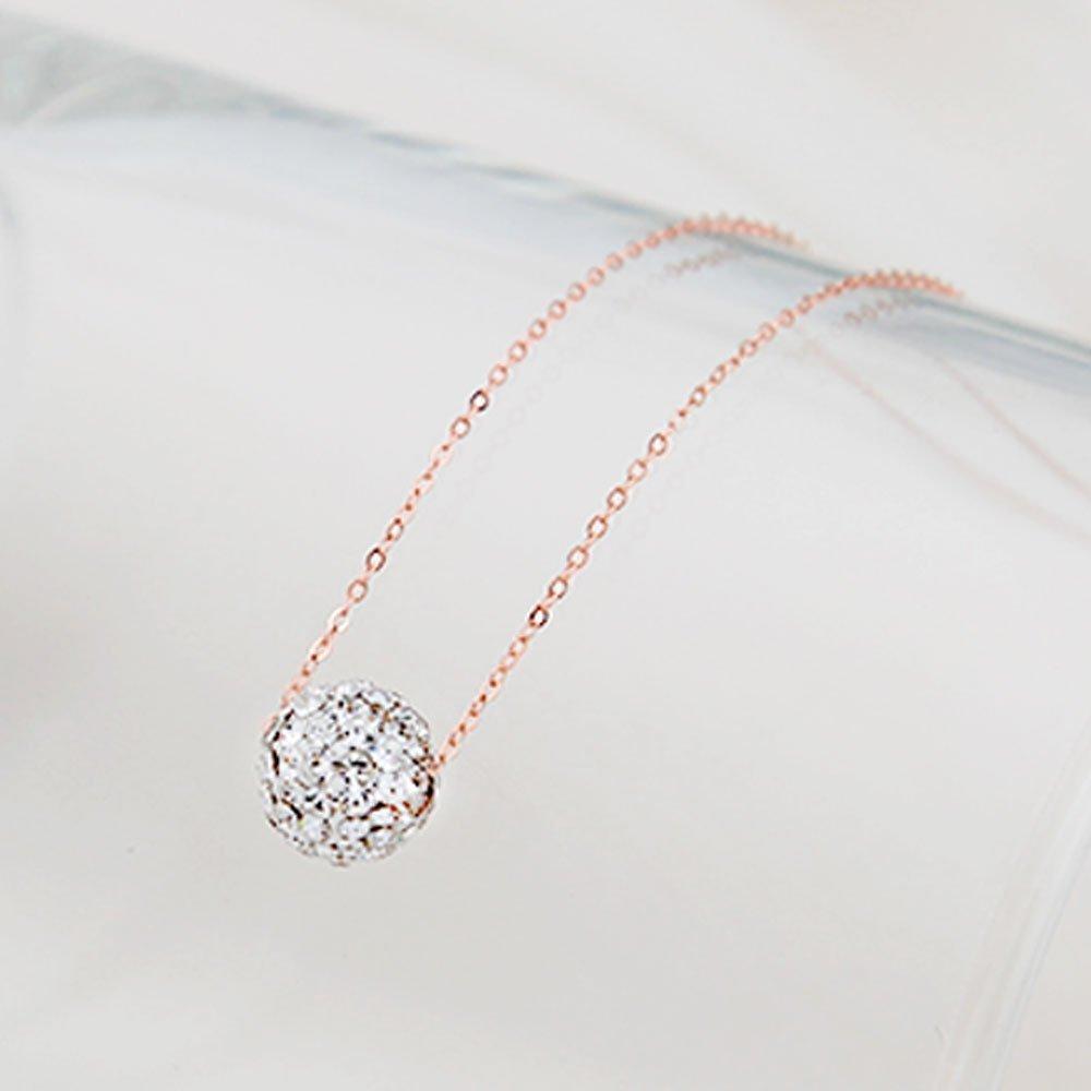 14K Rose Gold Necklace Birthstone Color Mirror Ball (Choose 1)