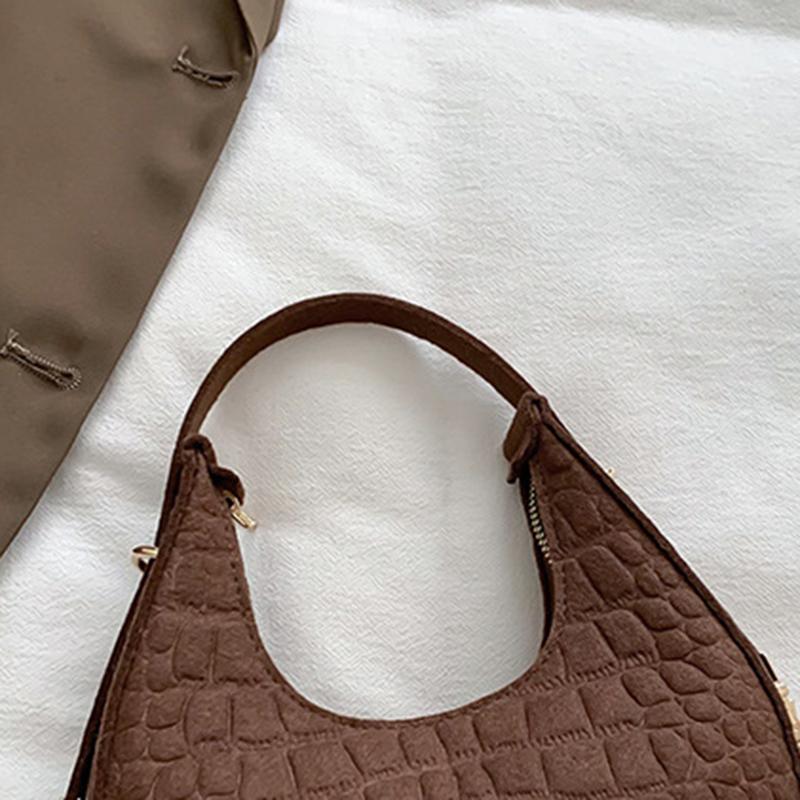 New Fashion Women Bag Retro Felt Impressed Crocodile Underarm Bag Women Shoulder Bag