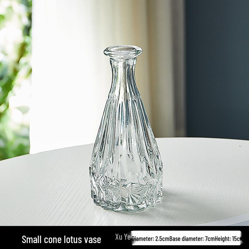 Европейская ваза из рельефного стекла в стиле легкой роскоши для гостиной, для цветочных композиций - Прозрачный гидропонный орнамент