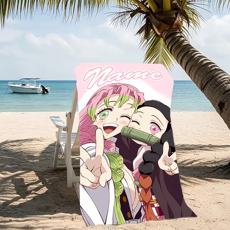 Customizable personalized beach towels Demon Slayer character theme themed designs.Suitable for the beach, yoga, sports;ideal as beach accessories