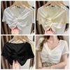 Short Sleeve Hollow Out Crop Top Knot Sun Protection Shawl T Shirt  Vacation