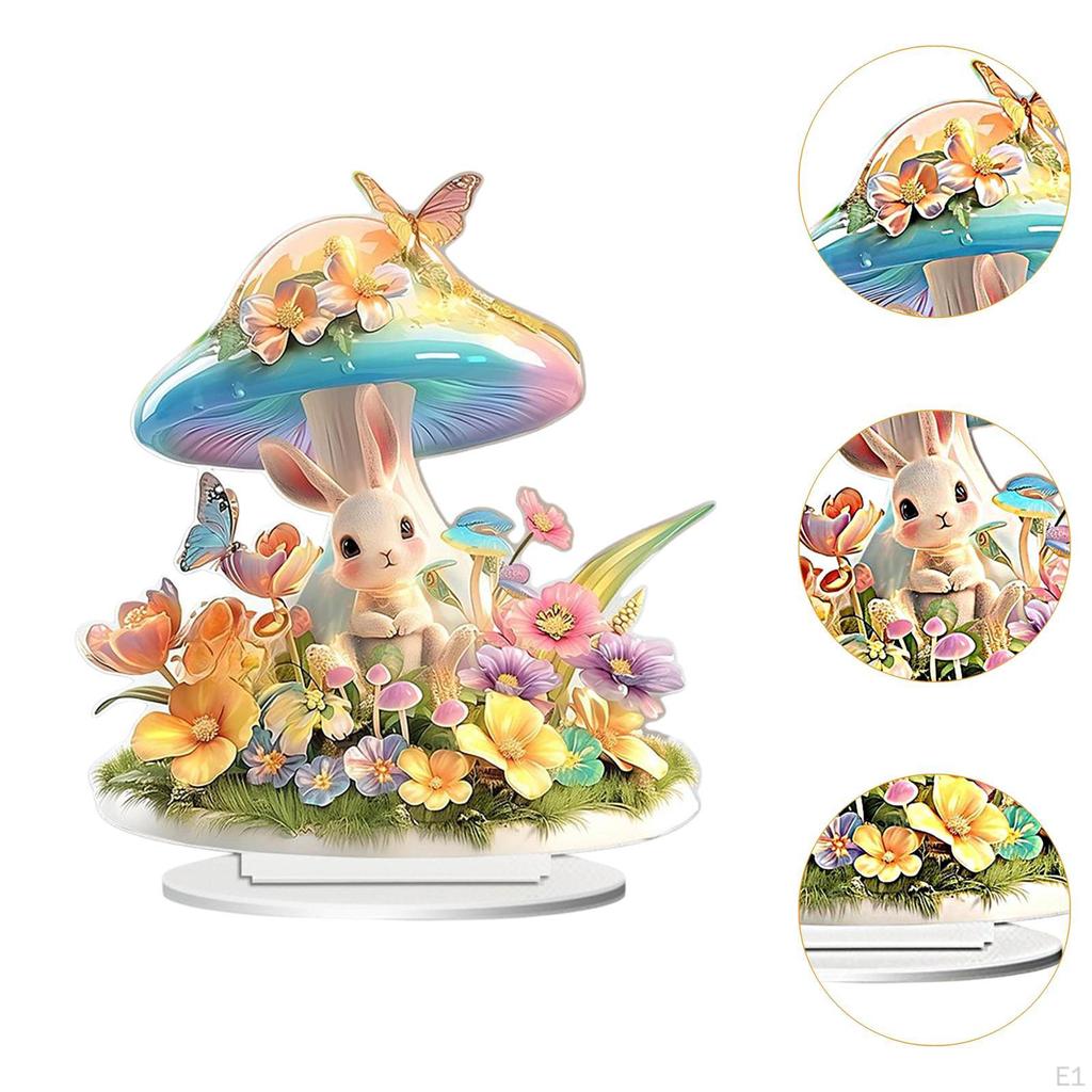 2D Bunny Ornament Acrylic Rabbit Design for Festive Tabletop Display