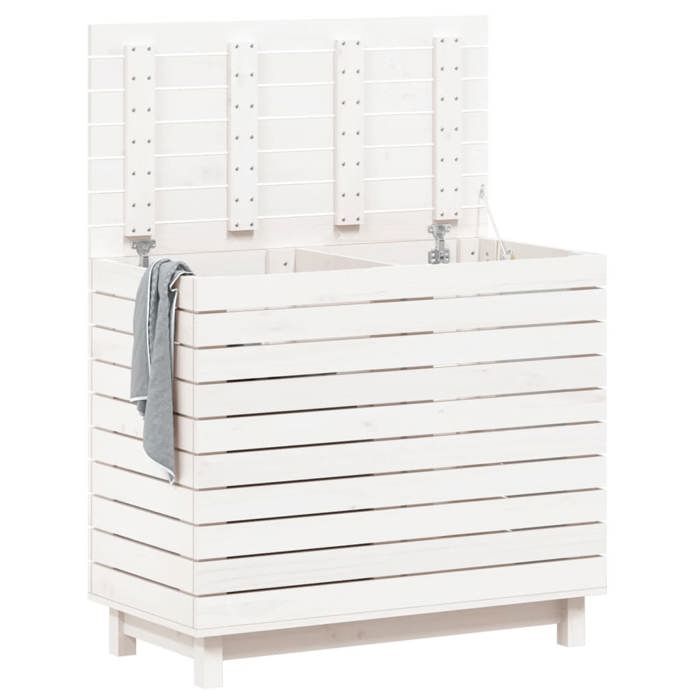 VidaXL Panier à linge blanc 88,5x44x76 cm Bois massif de pin 832324