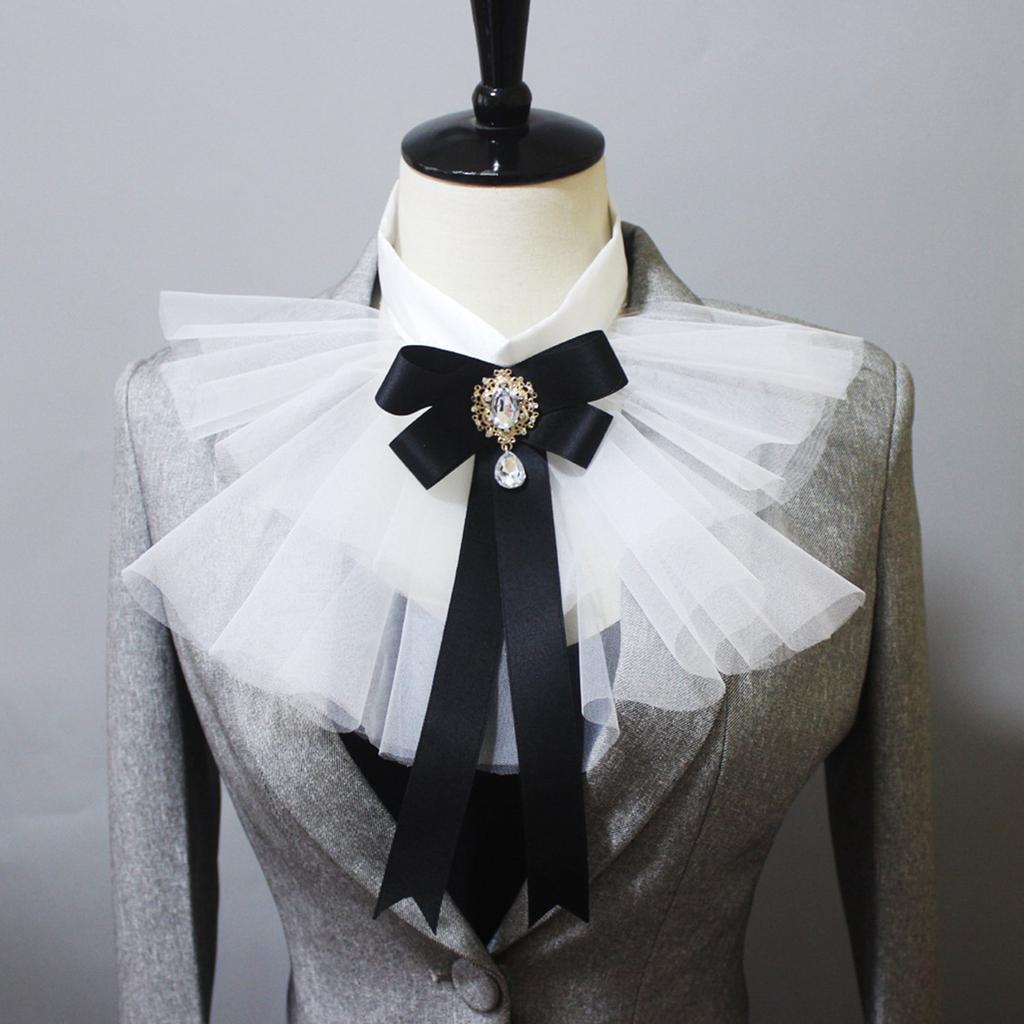 Womens Jabot Pirate Colonial Victorian Detachable Jabot Steampunk Layered Ruffled Mesh False Collar Shirt Front Neckwear