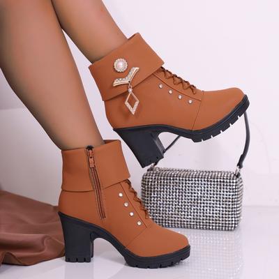 Женские сапоги Новые повседневные ботинки на шнуровке, модные туфли на высоком каблуке для женщин, женские весенние туфли-лодочки на платформе, женские сапоги