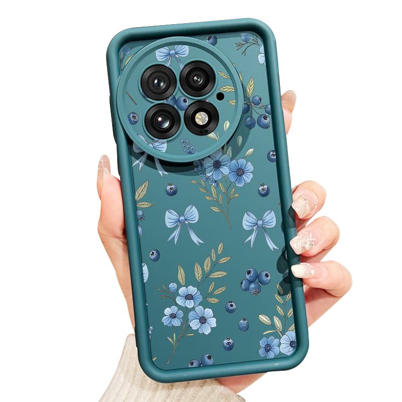 Blueberry Bowknots Floral Pattern Case For OnePlus 15 13 13T 12 Shockproof Bumper Soft Silicone Cover For Oneplus Nord 5 13R 12R 11R 5G